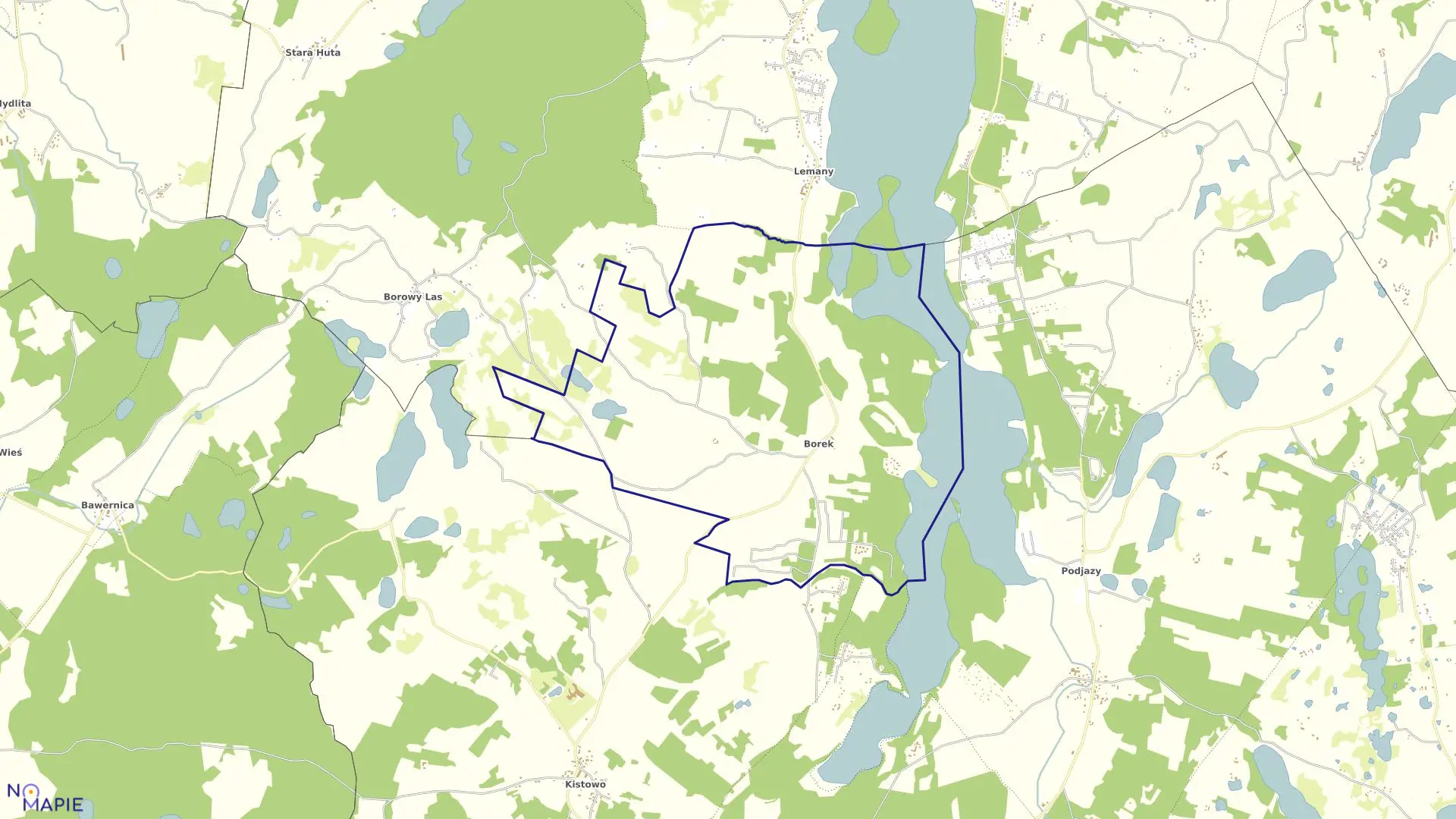 Mapa obrębu Borek w gminie Sulęczyno