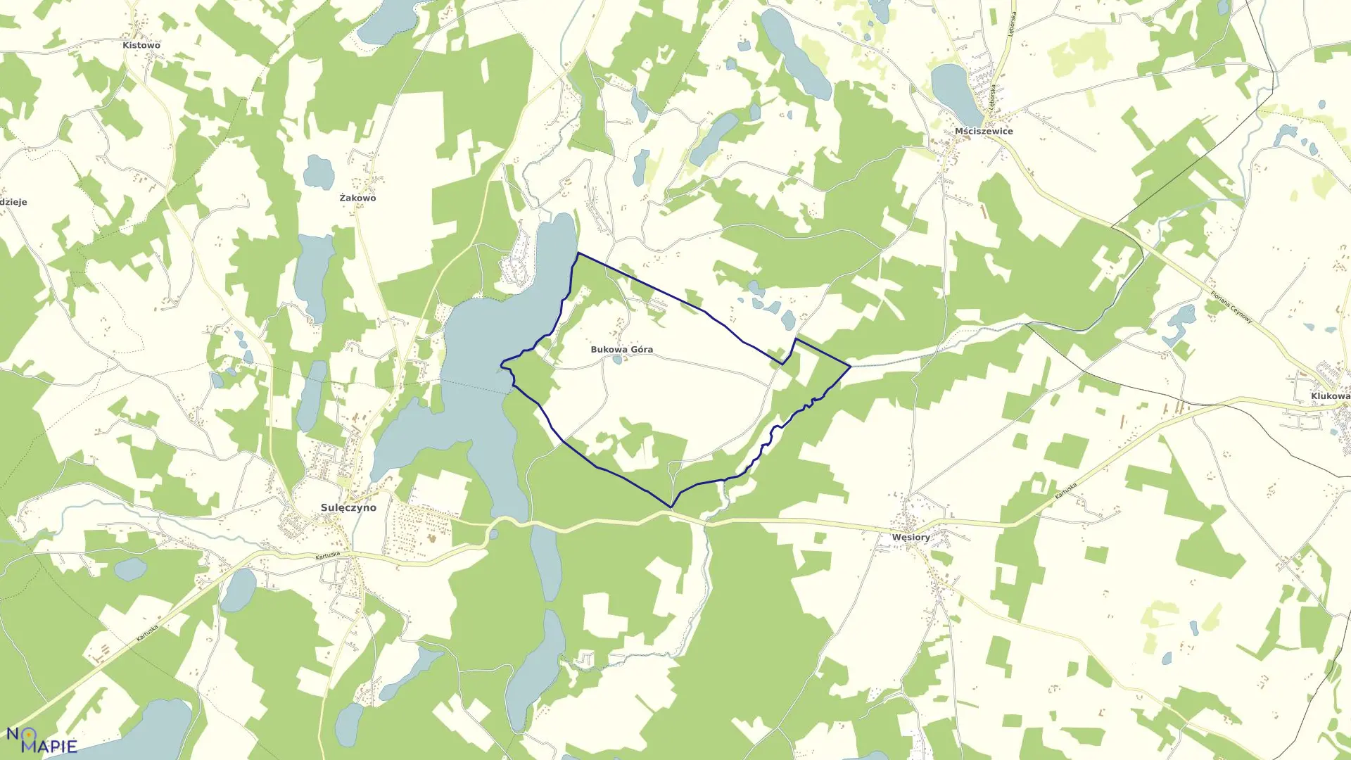 Mapa obrębu Bukowa Góra w gminie Sulęczyno