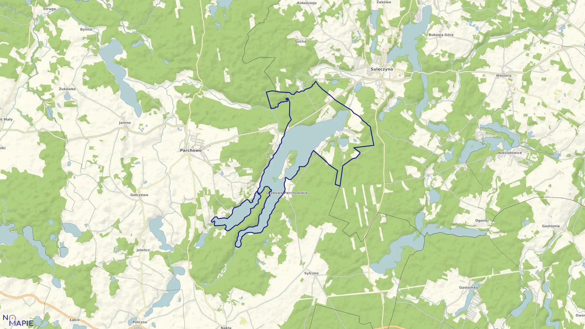 Mapa obrębu Kłodno w gminie Sulęczyno