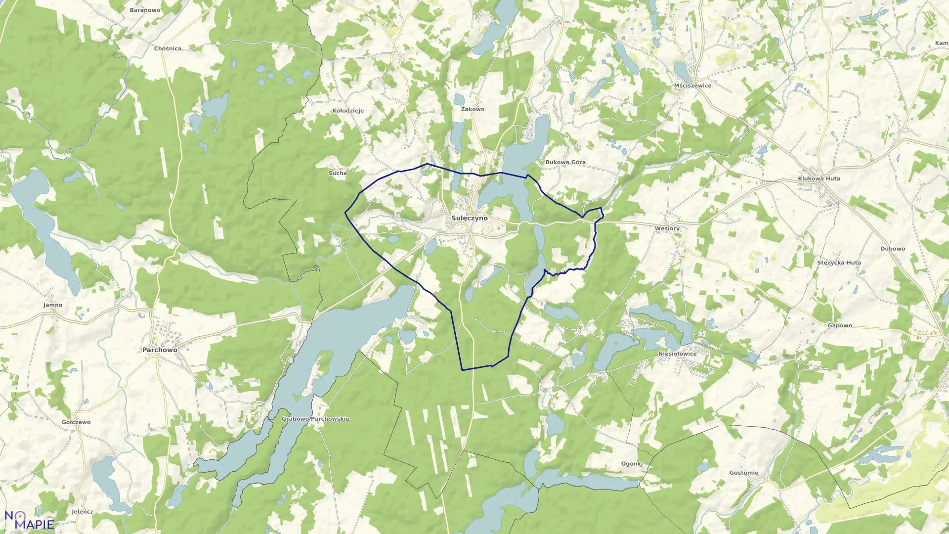 Mapa obrębu Sulęczyno w gminie Sulęczyno